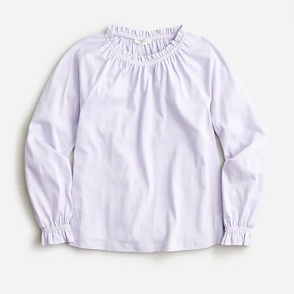 MONAG Girls' Long Sleeve Ruffle Tee – 100% Cotton Frill Sleeve & Hem Top (2Y, Purple)